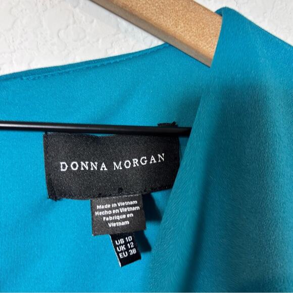 DONNA MORGAN WOMEN'S LONG SLEEVE V-NECK DRESS SIZE US 10 OCEAN DEPTHS - Picture 5 of 6